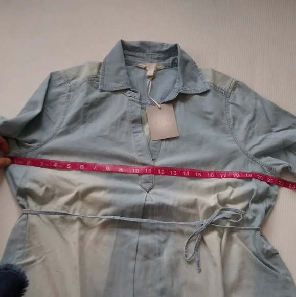 A•GLOW maternity chambray Pop-over shirt - Picture 4 of 8
